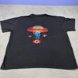 Boston Shirt Mens 3XL Black Spaceship Album Art Graphic Rock Band Tee Classic‎
